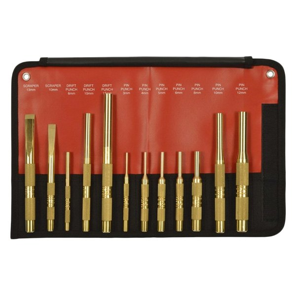 Mayhew Tools® - 12-piece Metric Brass Punch and Scrapers Mixed Set