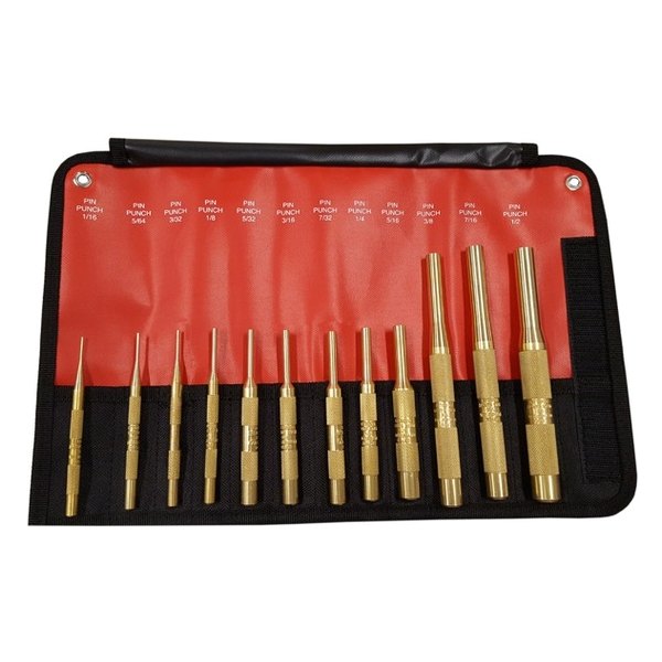 Mayhew Tools® - 12-piece 1/8" to 1/2" Brass Pin Punch Set