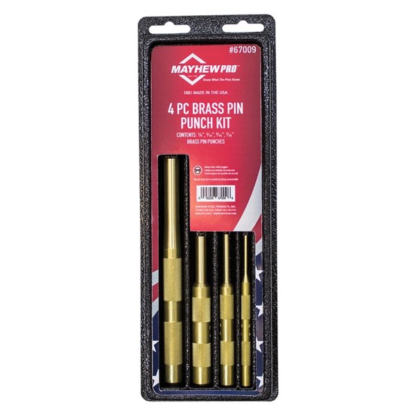Mayhew Tools® - 4-piece 1/8" to 7/16" Brass Pin Punch Set