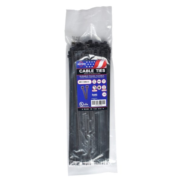 Mayhew Tools® - 50 lb 11" UV Black Cable Ties (100 Pieces)