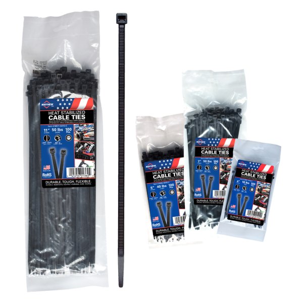 Mayhew Tools® - 11" 50 lb Heat Stabilized Cable Ties (100 Pieces)
