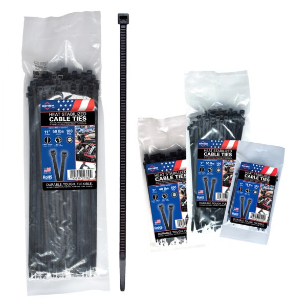 Mayhew Tools® - 11" 50 lb Heat Stabilized Cable Ties (500 Pieces)