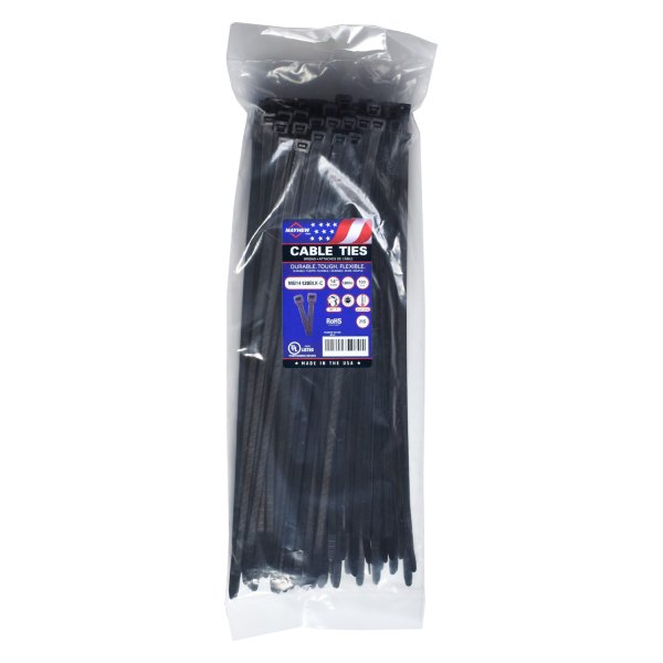 Mayhew Tools® - 120 lb 14" UV Black Cable Ties (100 Pieces)