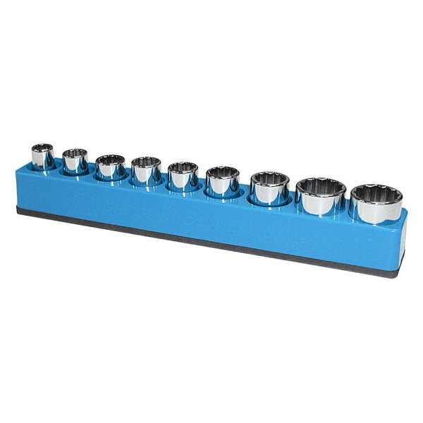 Mechanics Time Savers® - 1280 Series 1/2" Drive 9-Slot Neon Blue Magnetic Shallow/Deep Socket Holder