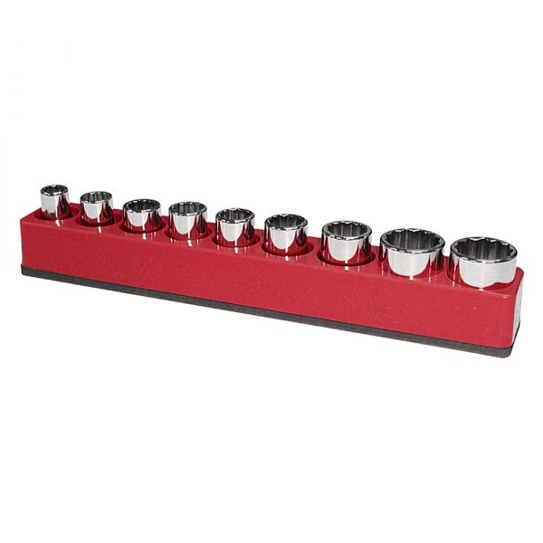 Mechanics Time Savers® - 1280 Series 1/2" Drive 9-Slot Standard Red Magnetic Shallow/Deep Socket Holder