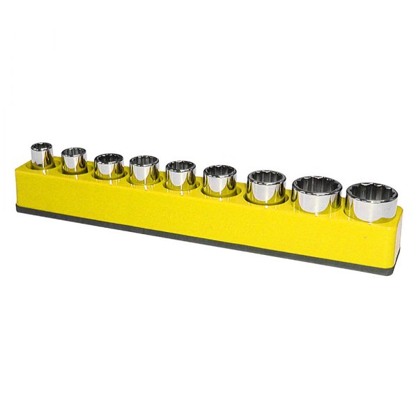 Mechanics Time Savers® - 1280 Series 1/2" Drive 9-Slot Neon Yellow Magnetic Shallow/Deep Socket Holder