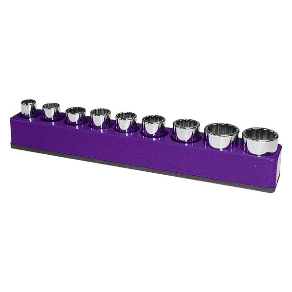 Mechanics Time Savers® - 1280 Series 1/2" Drive 9-Slot Purple Magnetic Shallow/Deep Socket Holder