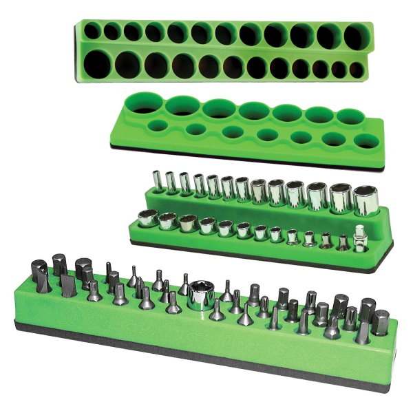 Mechanics Time Savers® - 1/4"-1/2" Drive Neon Green Magnetic Socket & Bit Organizer Set