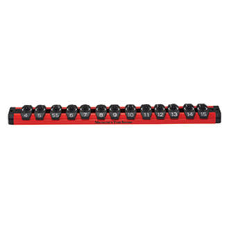 Mechanics Time Savers® - Lock-a-Socket™ 1/4" Drive Metric 13-Slot Red Socket Rail