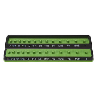 Mechanics Time Savers® - 3/8" Drive SAE 26-Slot Green Friction Peg Socket Holder