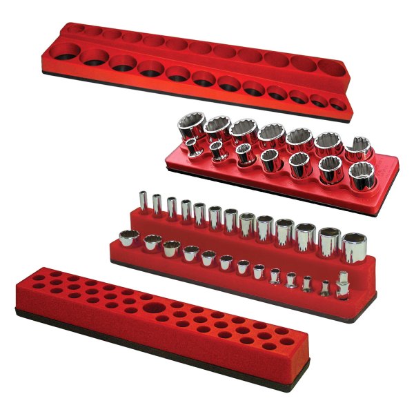 Mechanics Time Savers® - 1/4"-1/2" Drive Red Magnetic Socket & Bit Organizer Set