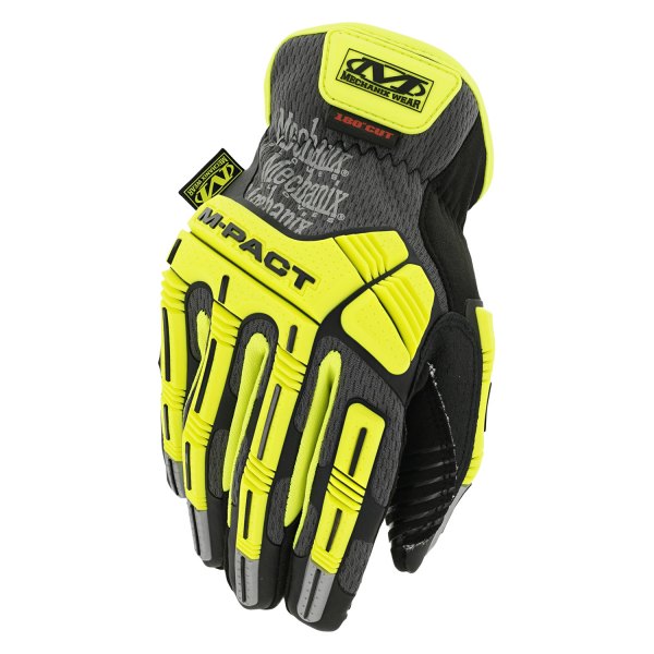 Mechanix Wear® - Hi-Viz M-Pact™ Medium Open Cuff E5 Fluorescent Yellow Cut Resistant Gloves