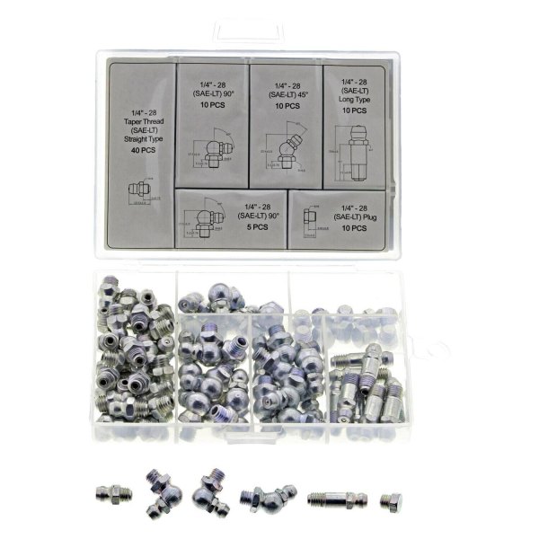 Mevotech® - 1/4" x 28 NPT Grease Fitting Assortment, 85 Pieces