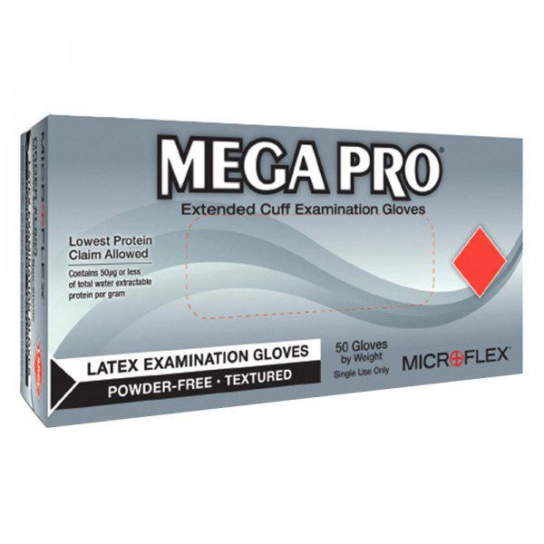 Microflex® - MEGA PRO™ Medium Powder-Free Blue Latex Disposable Gloves