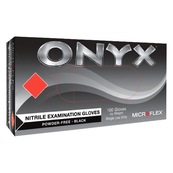 Microflex® - Onyx™ Large Examination Powder-Free Black Nitrile Disposable Gloves