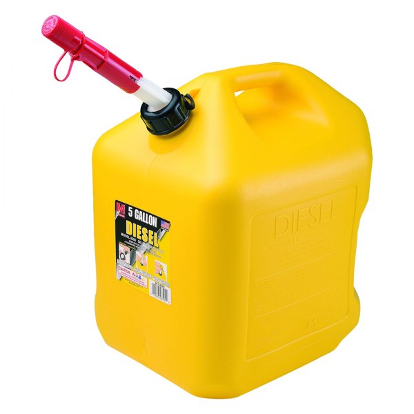 Midwest Can Company® - 5 gal Yellow Plastic Diesel Can with Automatically Close Spout