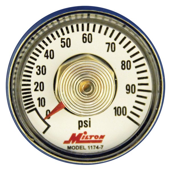 Milton® - 0-100 psi 1/4" Center Back Mount Brass Gauge 