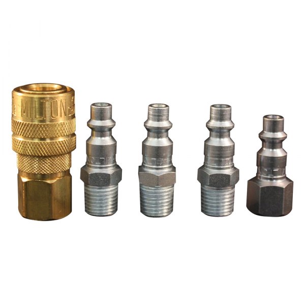 Milton® - 1/4" x 1/4" M-Style Brass/Steel Quick Coupler Body/Plug, 5 Pieces
