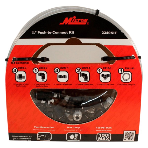 Milton® - 1/4" x 50' Clear Polyurethane Push to Connect Tubing Kit