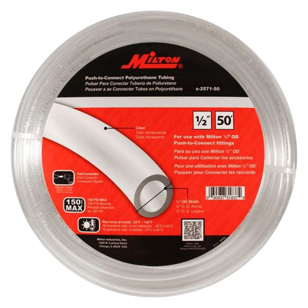 Milton® - 1/2" x 50' Polyurethane Push to Connect Tubing