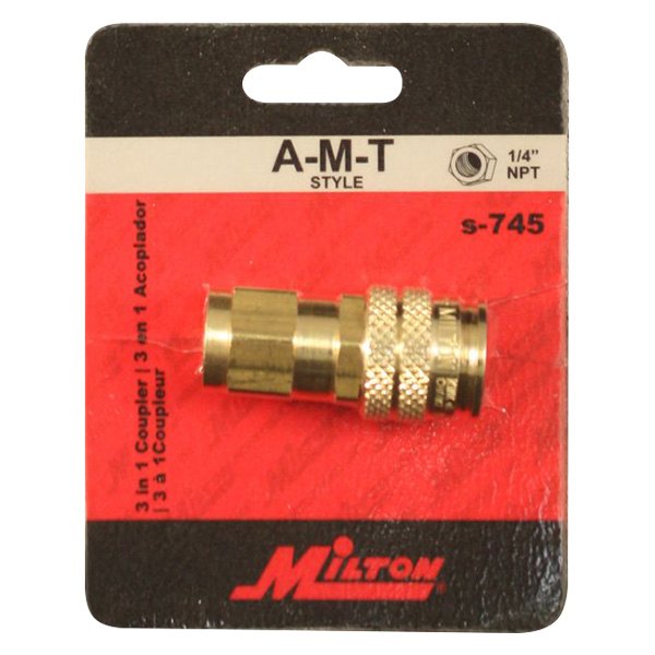 Milton® - U-Style 1/4" (F) NPT x 1/4" 42 CFM Brass Quick Coupler Body in Retail Box Package, 10 Pieces