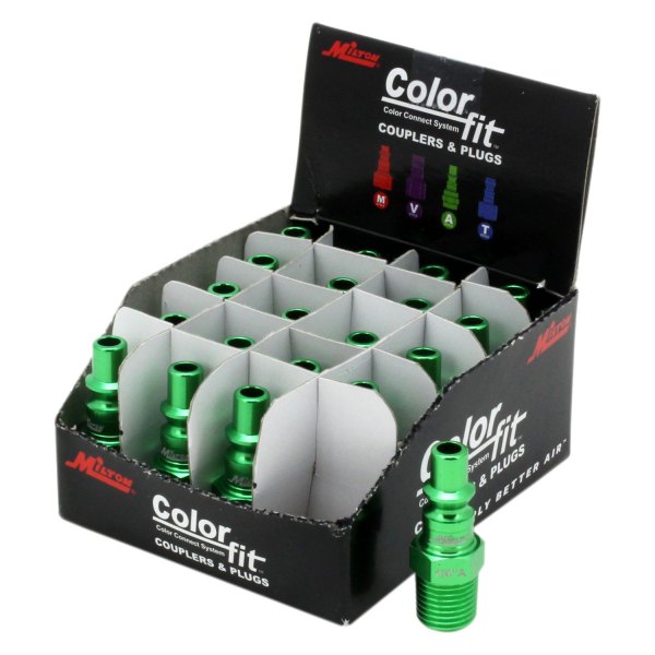 Milton® - ColorFit™ A-Style 1/4" (M) NPT Quick Coupler Plug, 20 Pieces