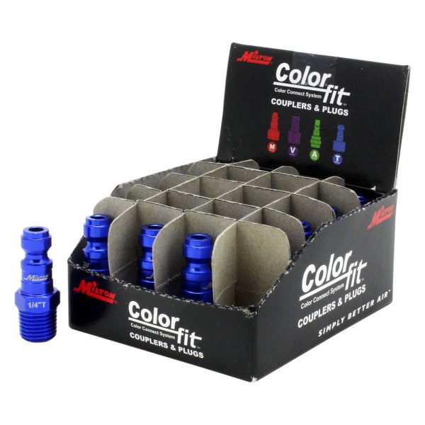 Milton® - ColorFit™ T-Style 1/4" (M) NPT Quick Coupler Plug, 20 Pieces