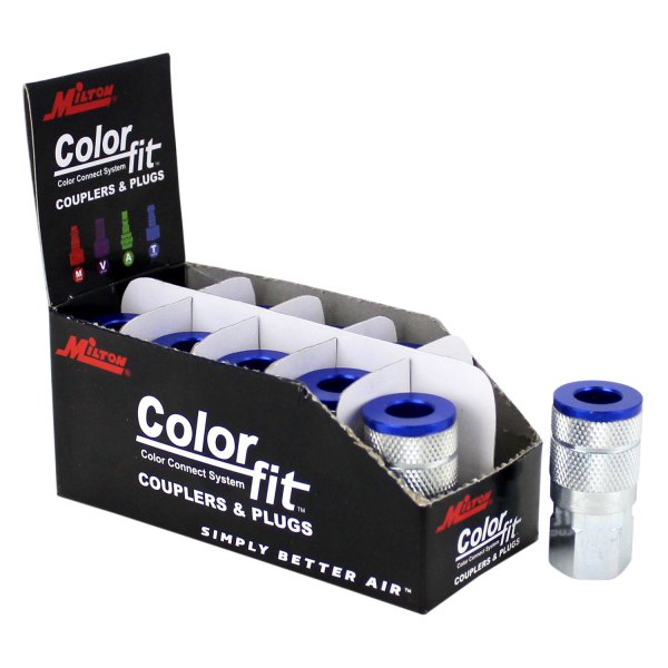 Milton® - ColorFit™ T-Style 1/4" (F) NPT x 1/4" Quick Coupler Body, 10 Pieces