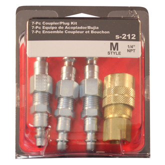Milton® - 1/4" M-Style 40 CFM Quick Coupler Body/Plug Kit, 7 Pieces