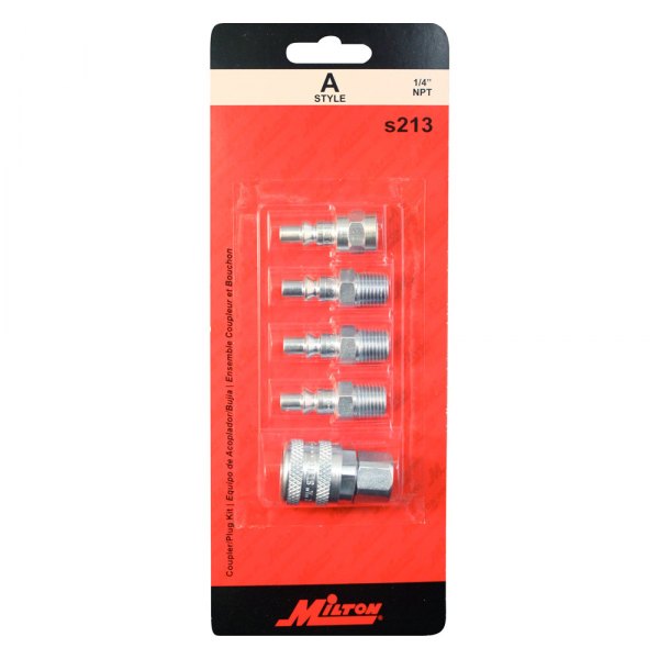 Milton® - 1/4" A-Style 34 CFM Quick Coupler Body/Plug Kit, 5 Pieces