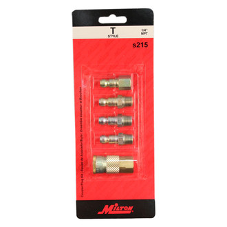 Milton® - 1/4" T-Style Quick Coupler Body/Plug Kit, 5 Pieces