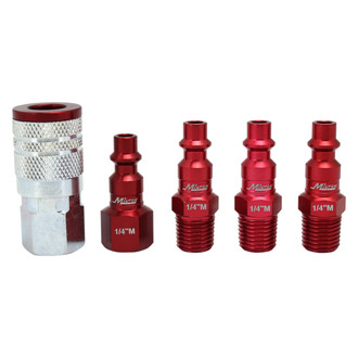 Milton® - ColorFit™ 1/4" M-Style 35 CFM Steel Quick Coupler Body/Plug Kit, 5 Pieces