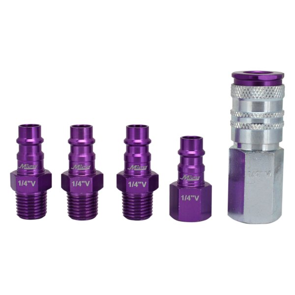 Milton® - ColorFit™ 1/4" V-Style 60 CFM Quick Coupler Body/Plug Kit, 5 Pieces