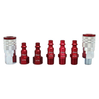 Milton® - ColorFit™ 1/4" M-Style 35 CFM Steel Quick Coupler Body/Plug Kit, 7 Pieces