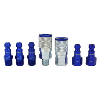 Milton® - ColorFit™ 1/4" T-Style 35 CFM Steel Quick Coupler Body/Plug Kit, 7 Pieces