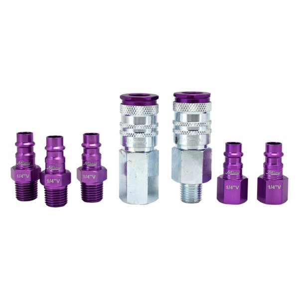Milton® - ColorFit™ 1/4" V-Style 60 CFM Quick Coupler Body/Plug Kit, 7 Pieces