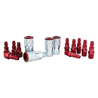 Milton® - ColorFit™ 1/4" M-Style 35 CFM Quick Coupler Body/Plug Kit, 14 Pieces