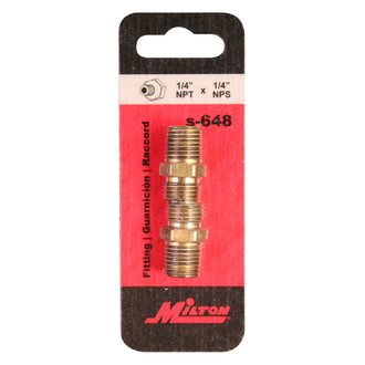 Milton® - 1/4" (M) NPT x 1/4" (M) NPS Nipple, 10 Pieces
