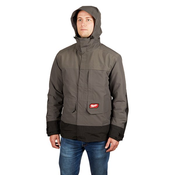 Milwaukee® - M12™ Heated AXIS™ Medium Gray Brushed Tricot Man's Heated Jacket with HYDROBREAK™ Rain Shell