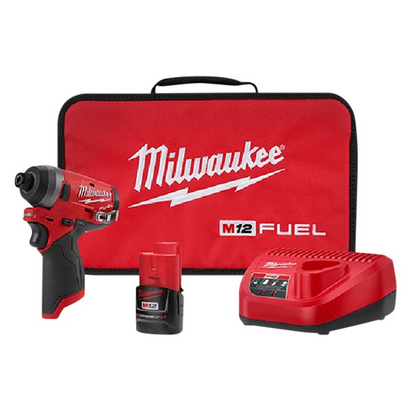Milwaukee® - M12 Fuel™ Cordless 18 V Li-ion 2.0 Ah Brushless Mid-Handle Screwdriver Kit with Contractor Bag