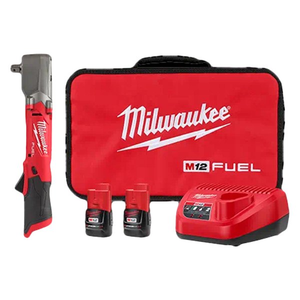 Milwaukee® - M12 Fuel™ 1/2" Drive Detent Pin Anvil 12 V Cordless 2.0 Ah Li-ion Right Angle Impact Wrench Kit