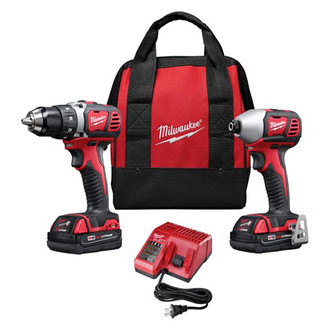 Milwaukee® - M18™ 18 V Cordless 1.5 Ah Li-ion Compact 2-Tool Combo Kit (Power Drill/Driver, Hex Impact Driver)