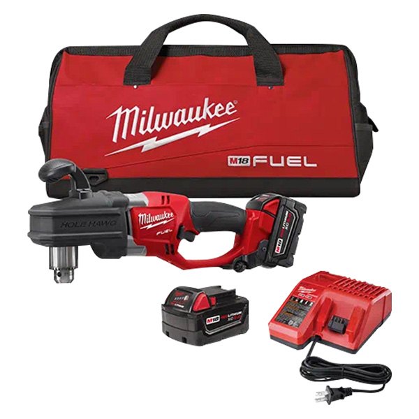 Milwaukee® - M18 Fuel™ Hole Hawg™ Cordless 18 V Li-ion 5.0 Ah Straight Handle Angle Drill Kit