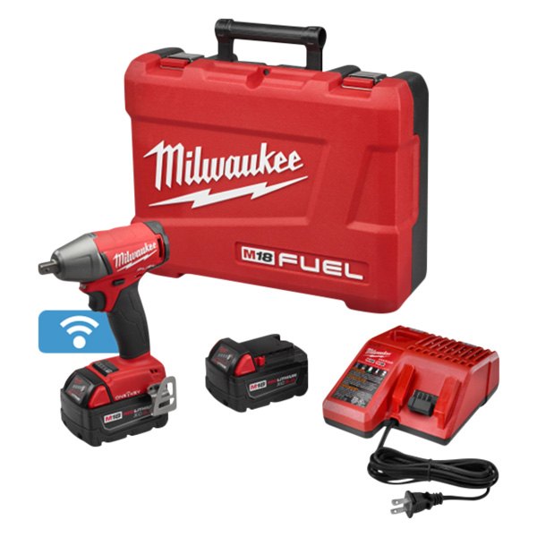 Milwaukee® - M18 Fuel™ 1/2" Drive Detent Pin Anvil 18 V Cordless 5.0 Ah Li-ion Compact Impact Wrench Kit with ONE-KEY™ Wi Fi Module