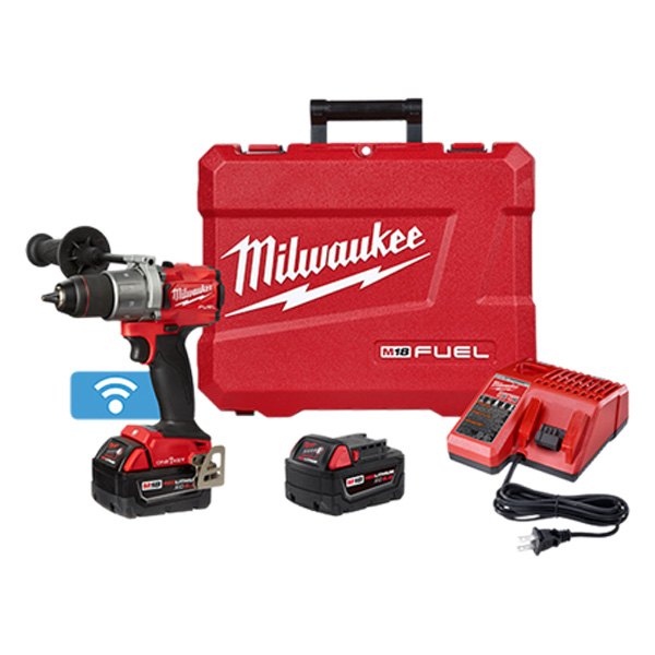 Milwaukee® - M18 Fuel™ Cordless 18 V Li-ion 5.0 Ah Brushless Mid-Handle Drill/Driver Kit with ONE-KEY™ Wi-Fi Module
