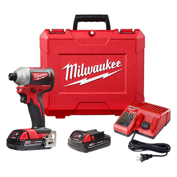Milwaukee® - M18™ Cordless 18 V Li-ion 2.0 Ah Brushless Mid-Handle Screwdriver Kit