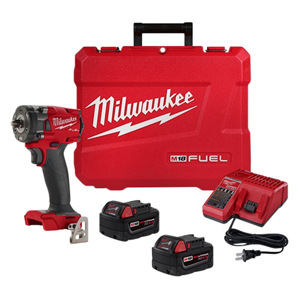 Milwaukee® - M18 Fuel™ 3/8" Drive Hog Ring Anvil 18 V Cordless 5.0 Ah Li-ion Compact Impact Wrench Kit