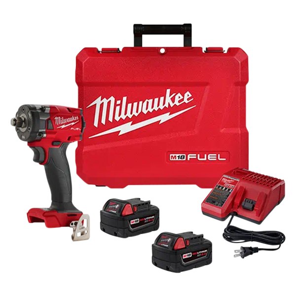 Milwaukee® - M18 Fuel™ 1/2" Drive Hog Ring Anvil 18 V Cordless 5.0 Ah Li-ion Compact Impact Wrench Kit