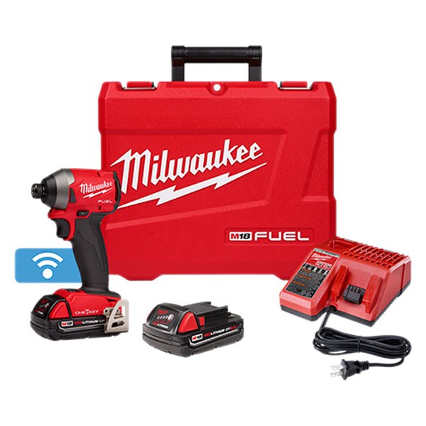Milwaukee® - M18 Fuel™ Cordless 18 V Li-ion 2.0 Ah Brushless Mid-Handle Screwdriver Kit with ONE-KEY™ Wi-Fi Module