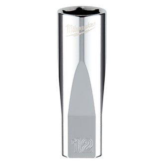 Milwaukee® - 1/4" Drive 12 mm 6-Point Metric Deep Socket with FOUR FLAT™ Sides